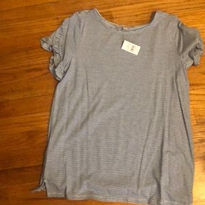 loft striped shirt ruffle sleeve